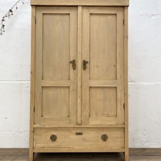 Antique European Pine Wardrobe Cupboard in Original Paint
