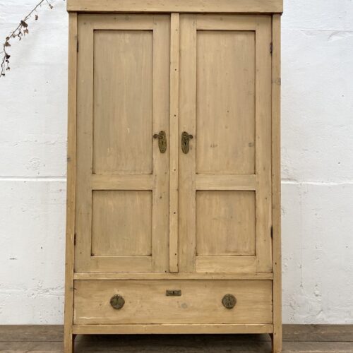 Antique European Pine Wardrobe Cupboard in Original Paint