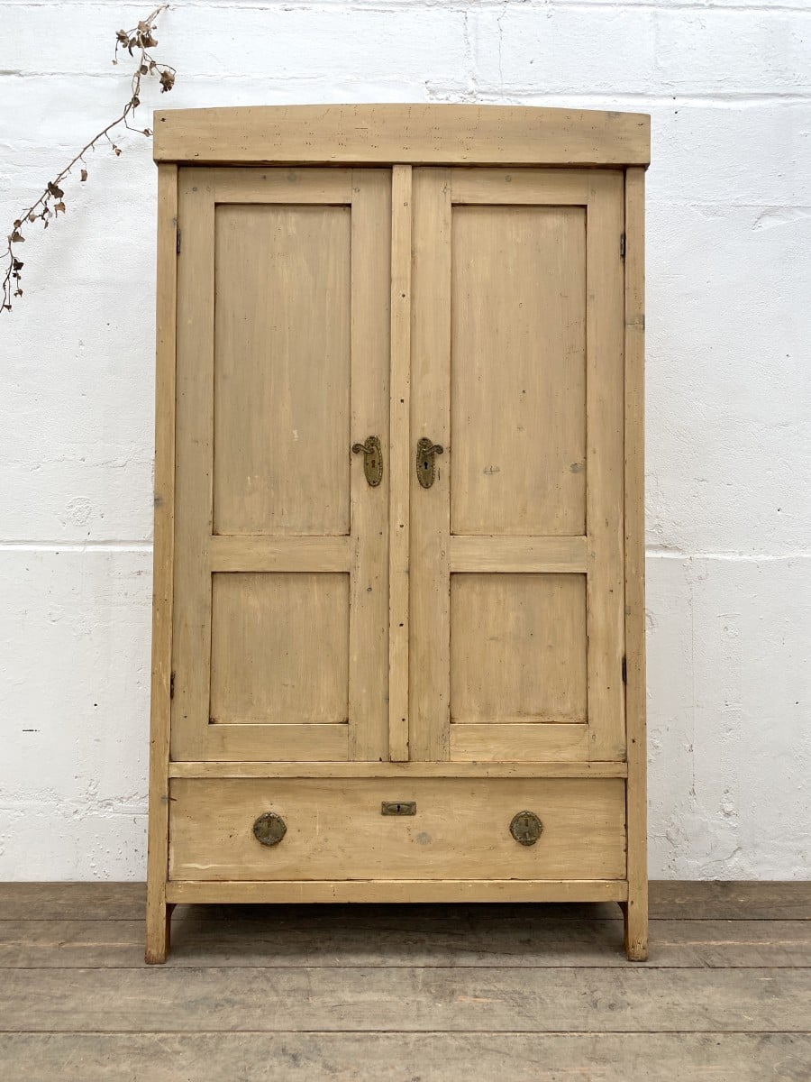 Antique European Pine Wardrobe Cupboard in Original Paint