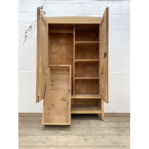 Antique European Pine Wardrobe Cupboard in Original Paint