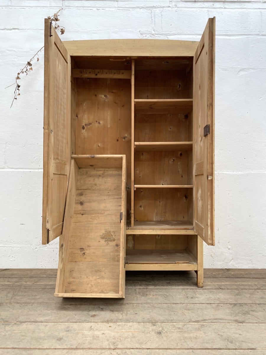 Antique European Pine Wardrobe Cupboard in Original Paint