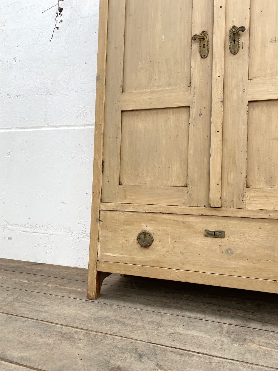 Antique European Pine Wardrobe Cupboard in Original Paint