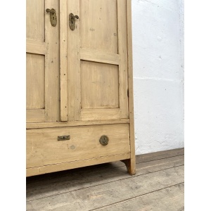 Antique European Pine Wardrobe Cupboard in Original Paint
