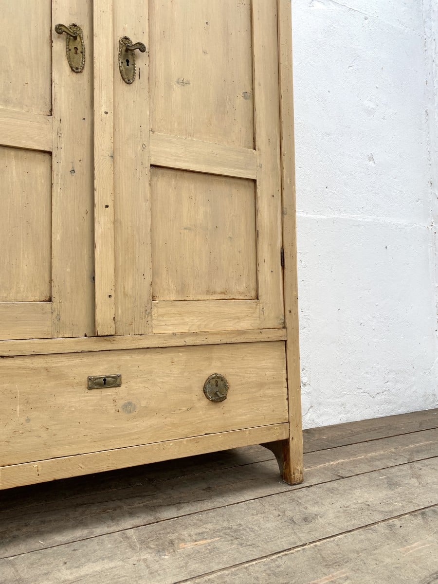 Antique European Pine Wardrobe Cupboard in Original Paint