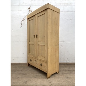 Antique European Pine Wardrobe Cupboard in Original Paint
