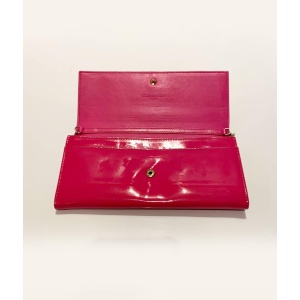 2000s Christian Dior Pink Fuchsia Patent Leather Handbag On Chain