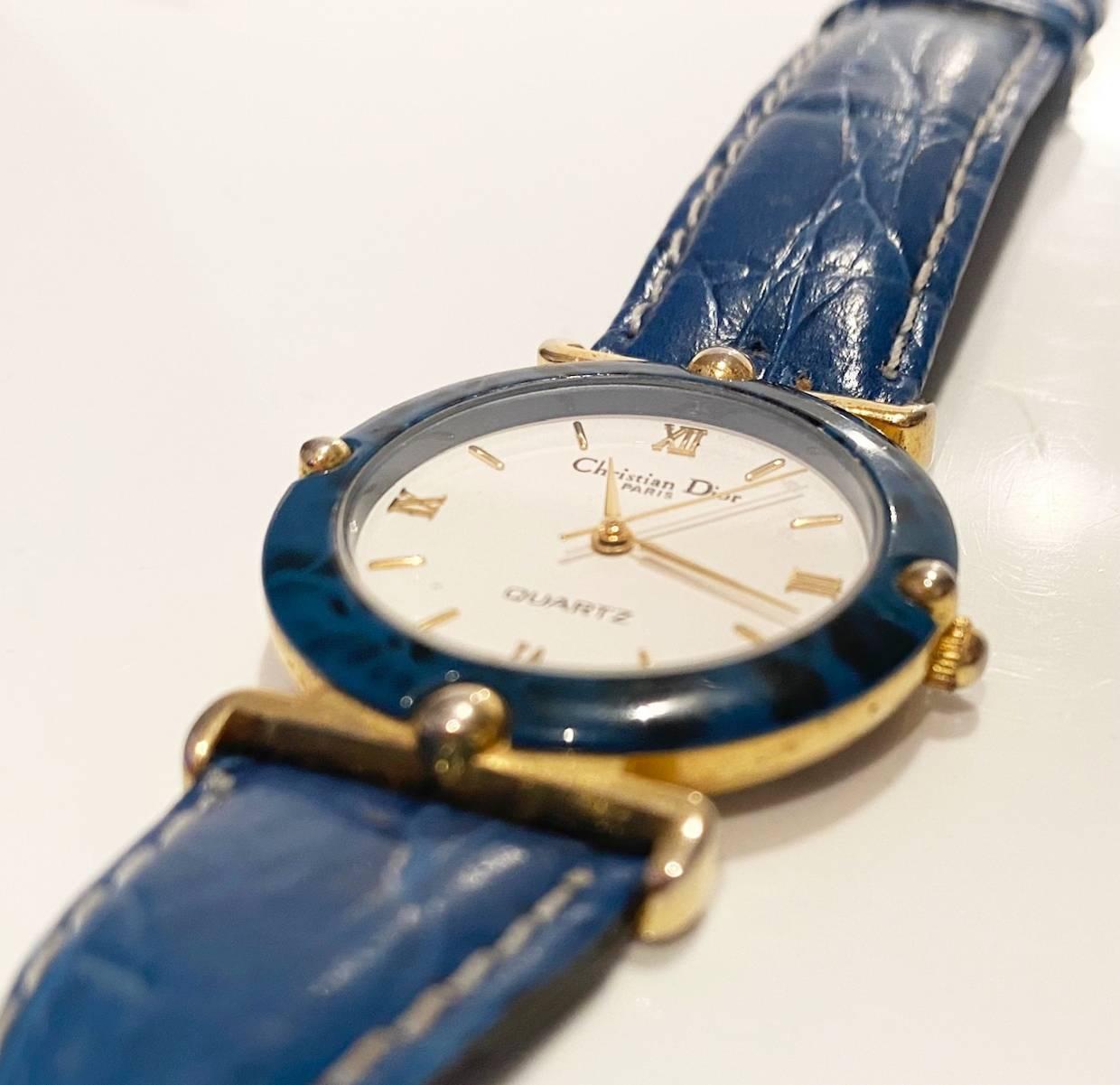 1980s Christian Dior Blue Stone Dial Quartz Watch