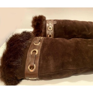 2000s Gucci Brown Suede Knee-Length Heeled Boots