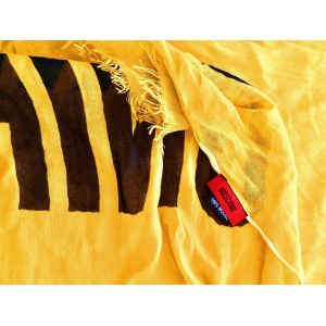 Moschino Yellow Acid Face Shawl Scarf