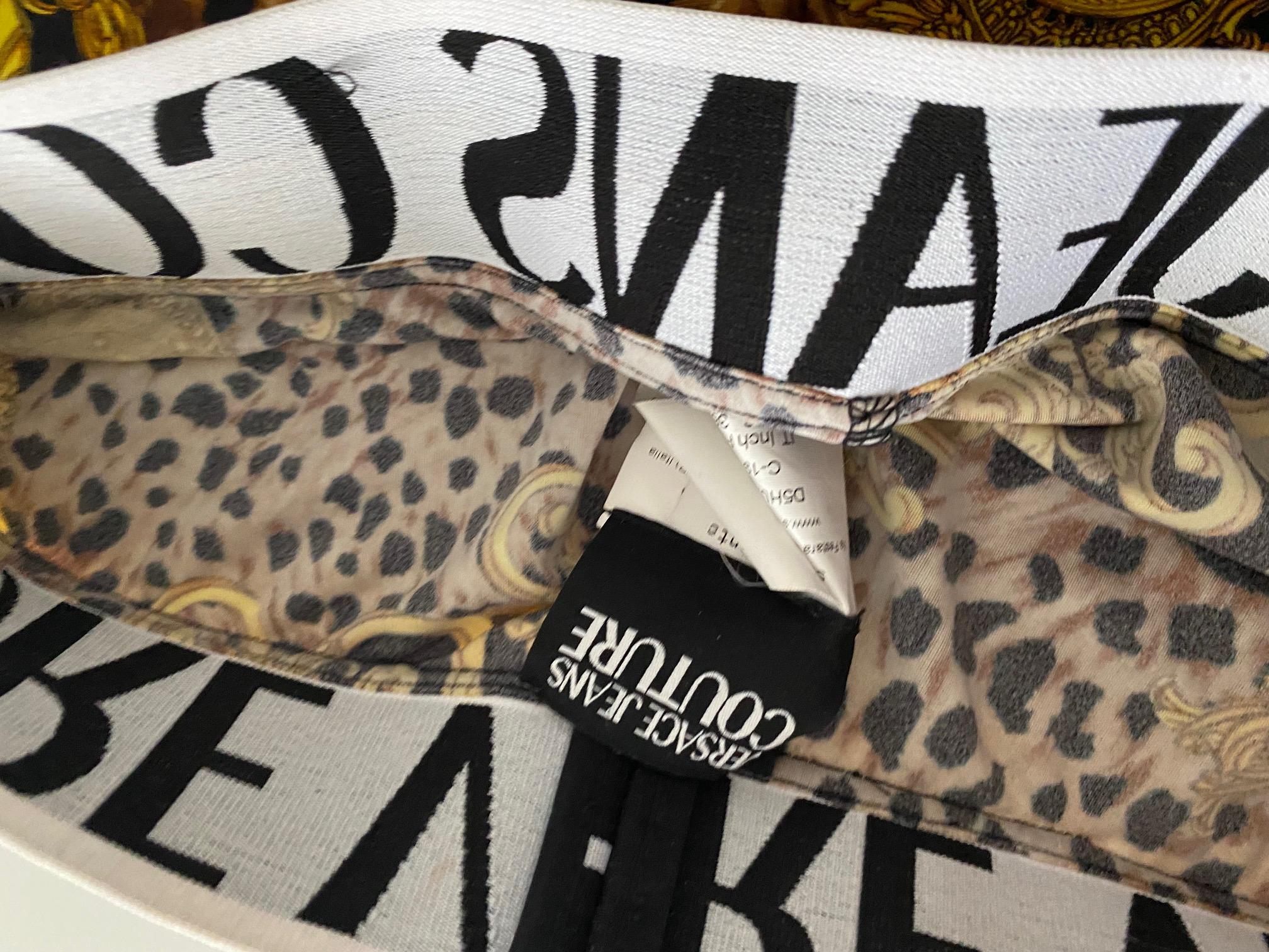 1990s Gianni Versace Couture Baroque Print Stretch Jersey Leggings