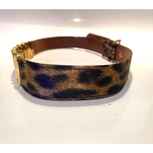 1990s Moschino by Redwall Gold Lettering Animal Print Belt