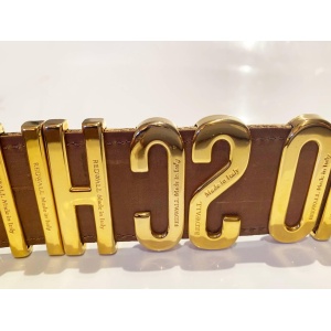 1990s Moschino by Redwall Gold Lettering Animal Print Belt
