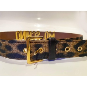1990s Moschino by Redwall Gold Lettering Animal Print Belt