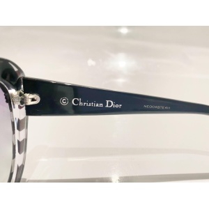 2000s Christian Dior Dark Blue Stripe Cat-Eye Sunglasses