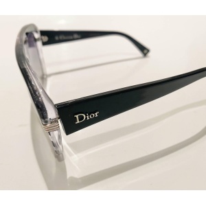 2000s Christian Dior Dark Blue Stripe Cat-Eye Sunglasses