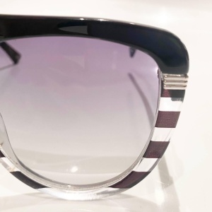 2000s Christian Dior Dark Blue Stripe Cat-Eye Sunglasses