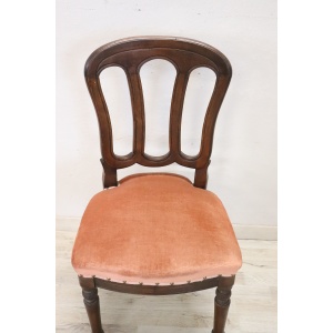 19th Century Chair in Beech Wood with Velvet Seat