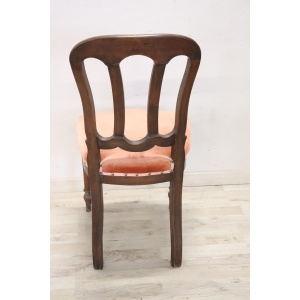 19th Century Chair in Beech Wood with Velvet Seat