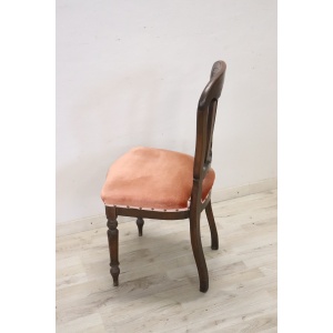 19th Century Chair in Beech Wood with Velvet Seat
