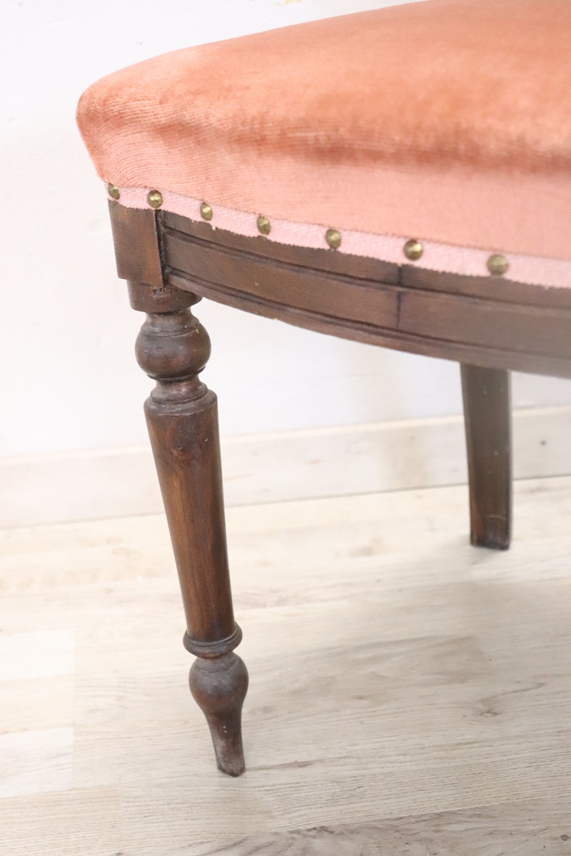 19th Century Chair in Beech Wood with Velvet Seat