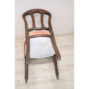 19th Century Chair in Beech Wood with Velvet Seat