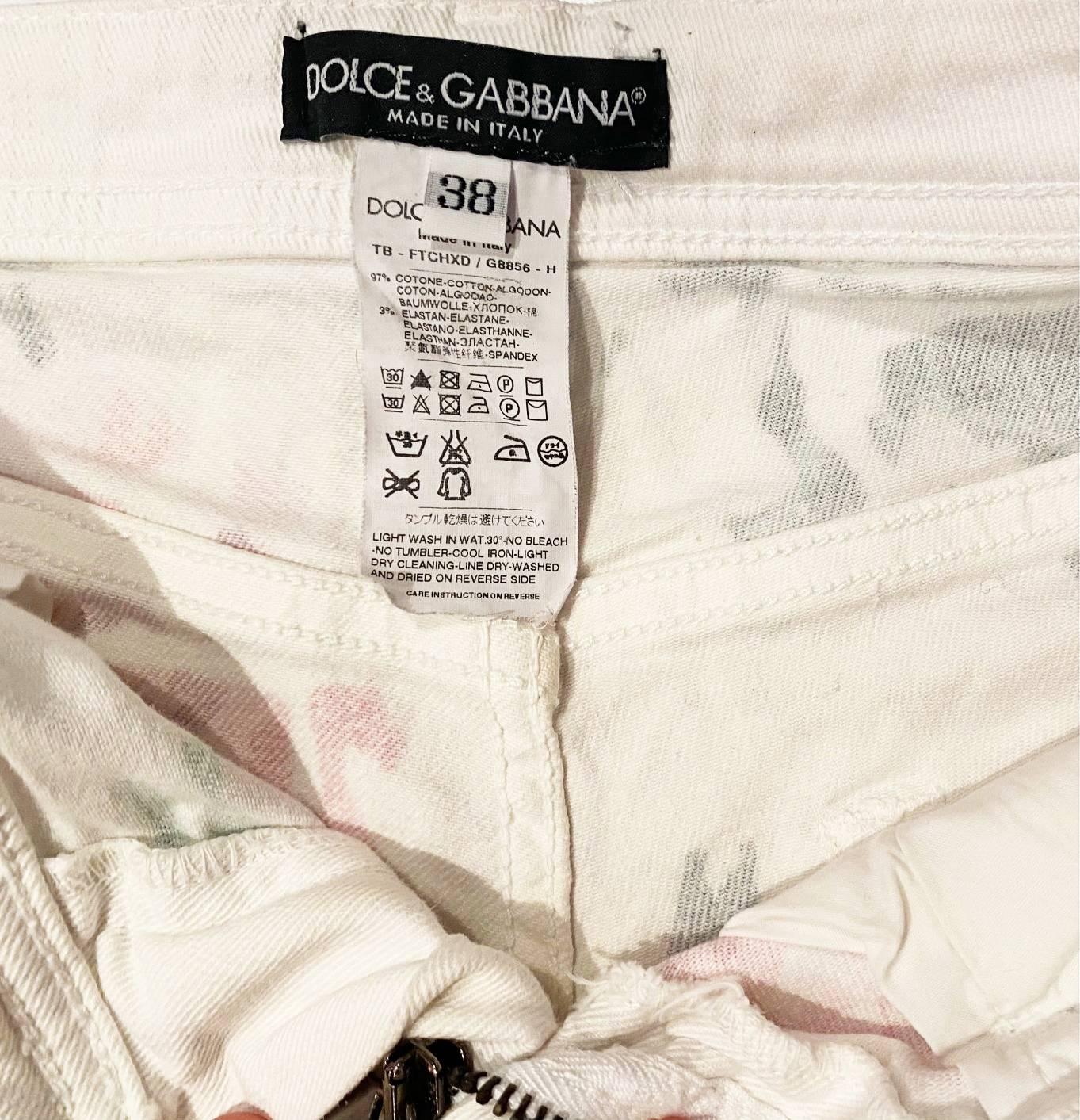 2000s Dolce & Gabbana Flower Print Collection Denim Hot Pants
