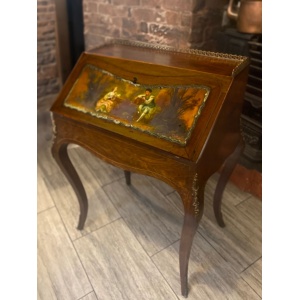Antique Ladies French writing desk with hand painted facade by Henri Martin