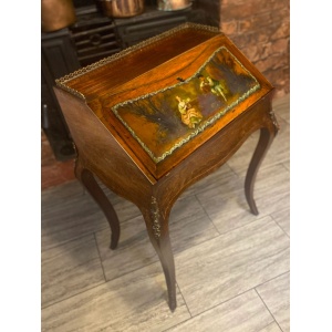 Antique Ladies French writing desk with hand painted facade by Henri Martin