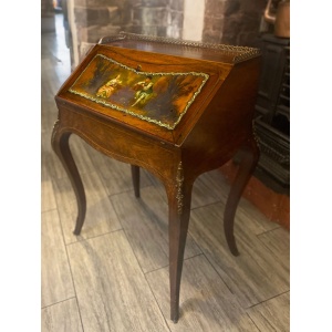Antique Ladies French writing desk with hand painted facade by Henri Martin