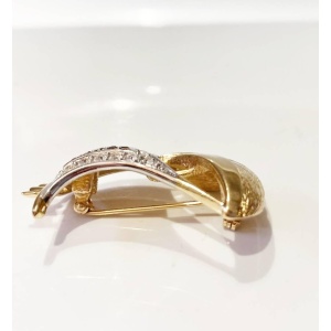 1980s Burberry Sailing Ship Pave Crystal Gold Plated Brooch Pin