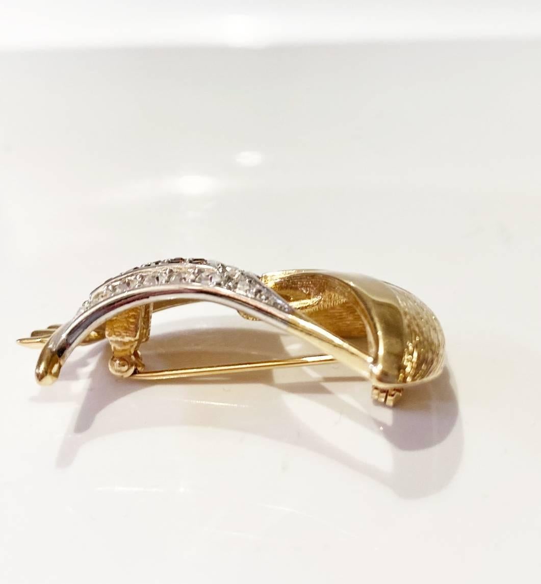1980s Burberry Sailing Ship Pave Crystal Gold Plated Brooch Pin