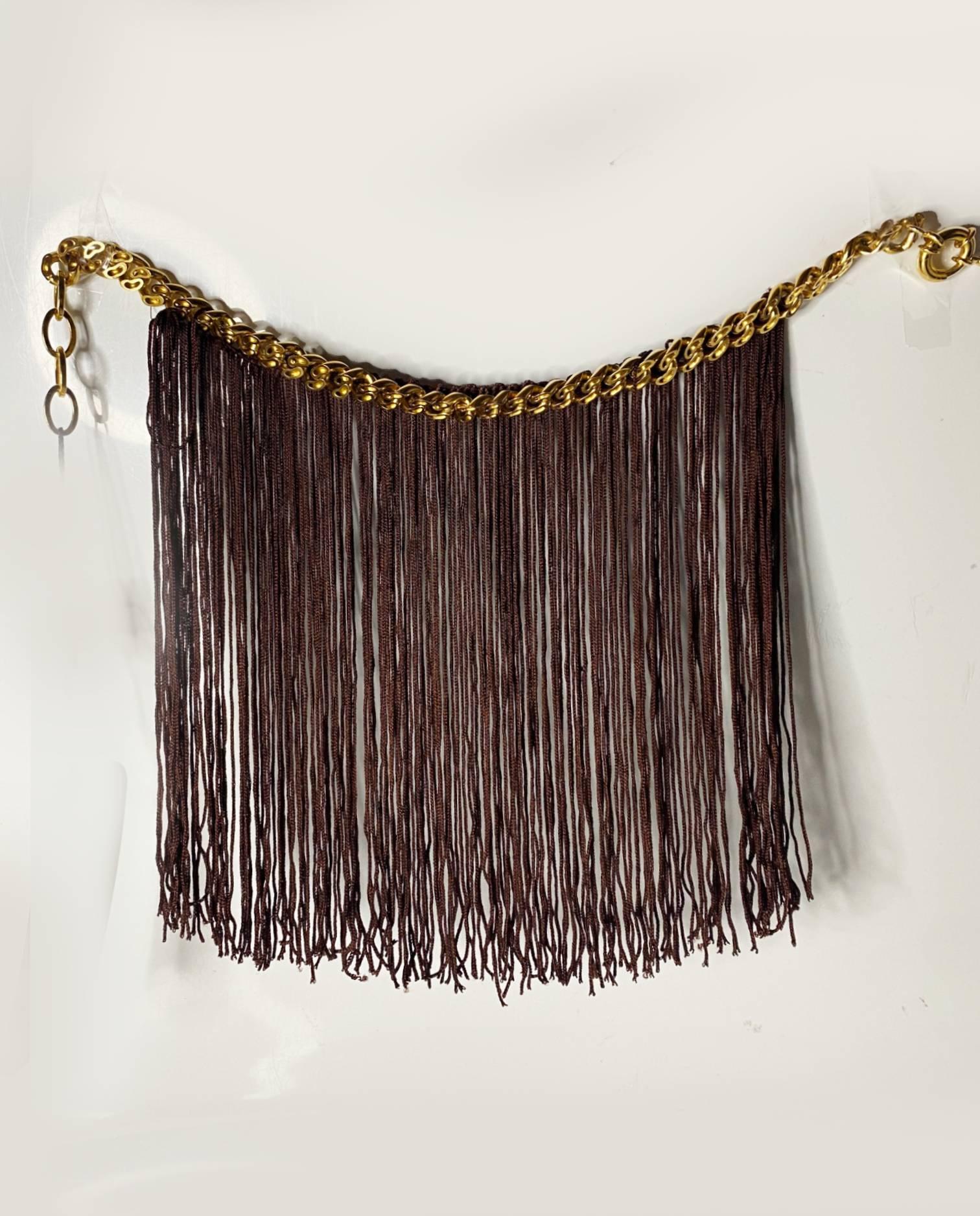 Missoni Brown Fringe Gold Metal Choker Necklace