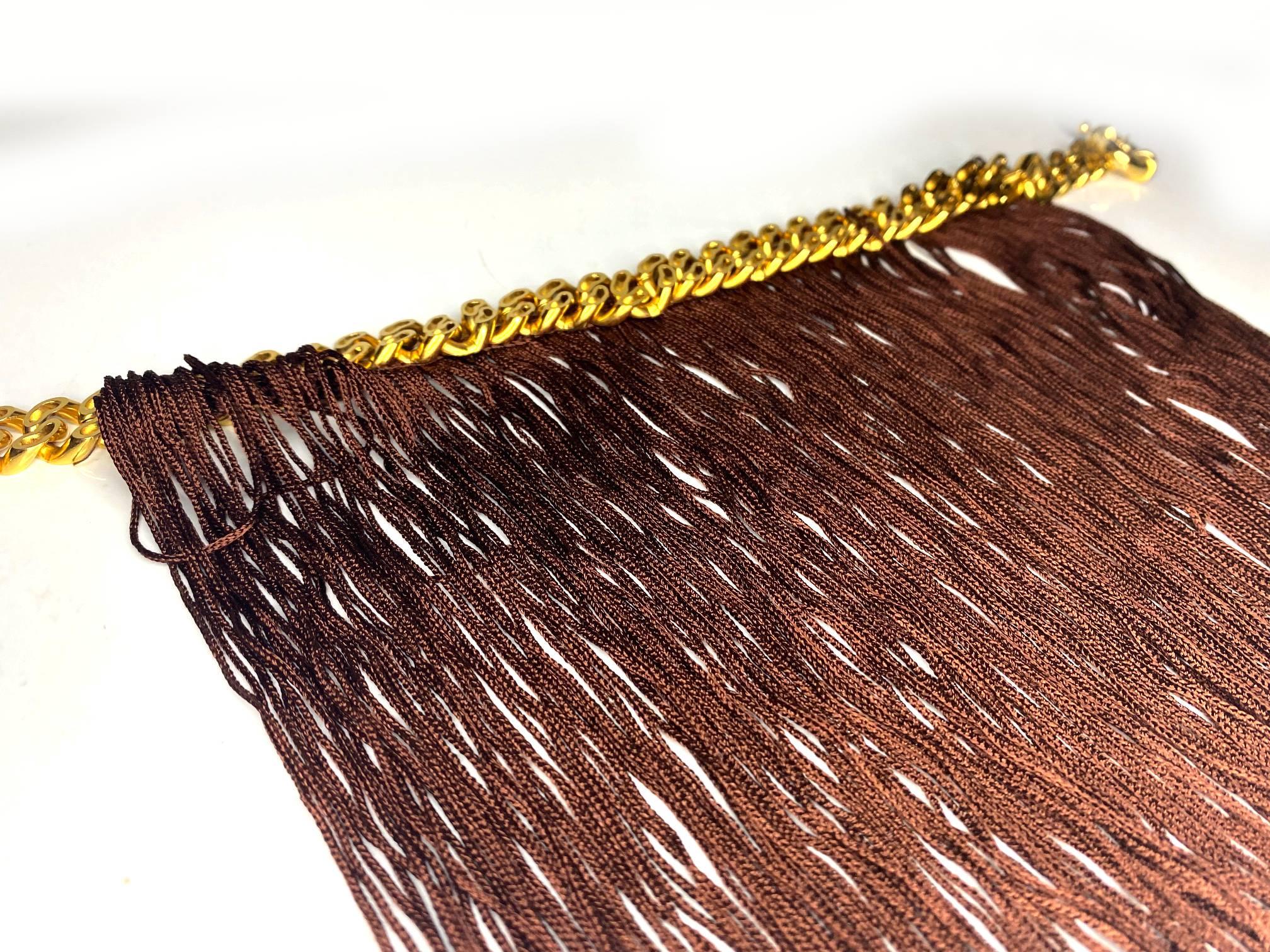 Missoni Brown Fringe Gold Metal Choker Necklace