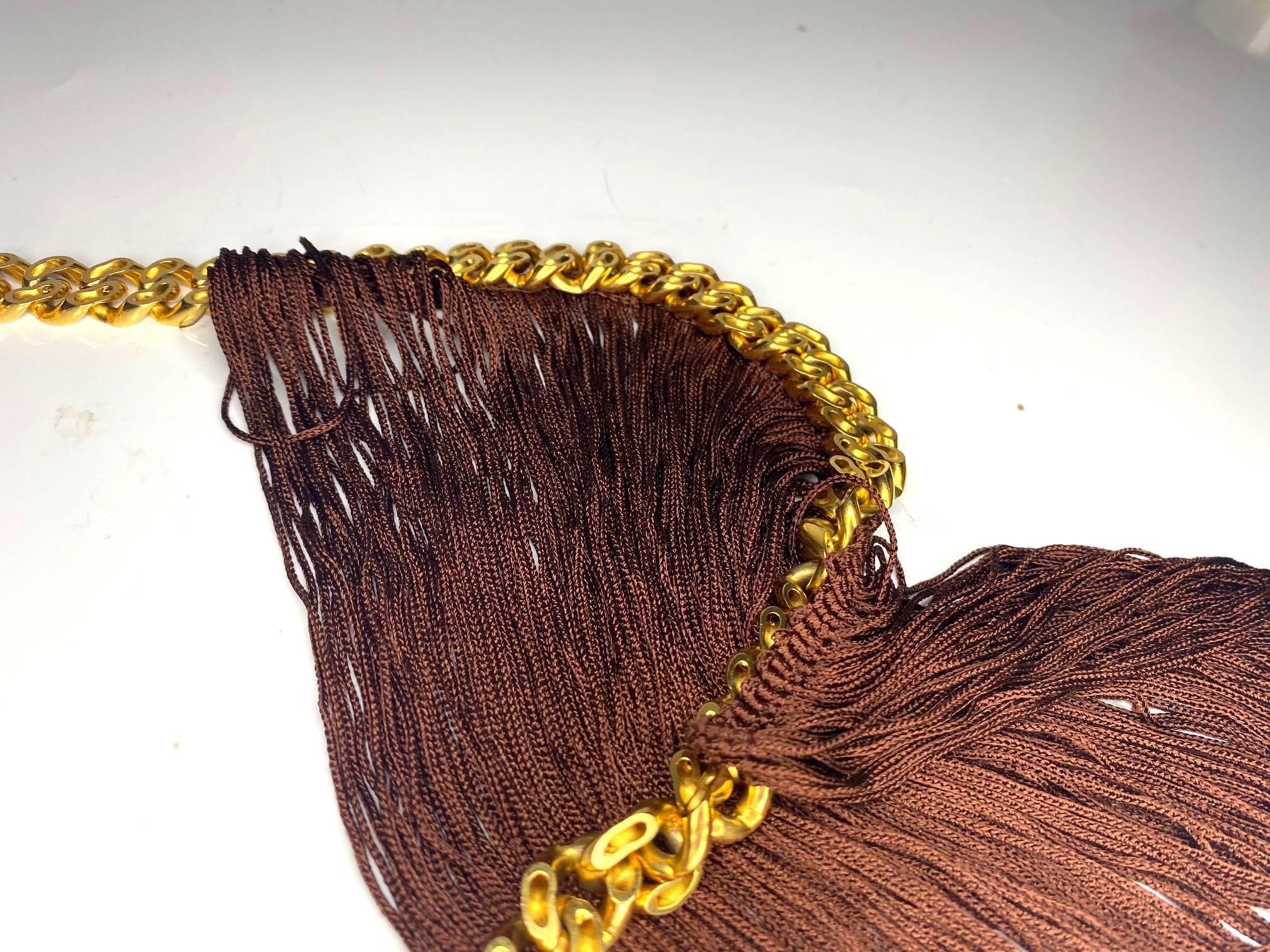 Missoni Brown Fringe Gold Metal Choker Necklace