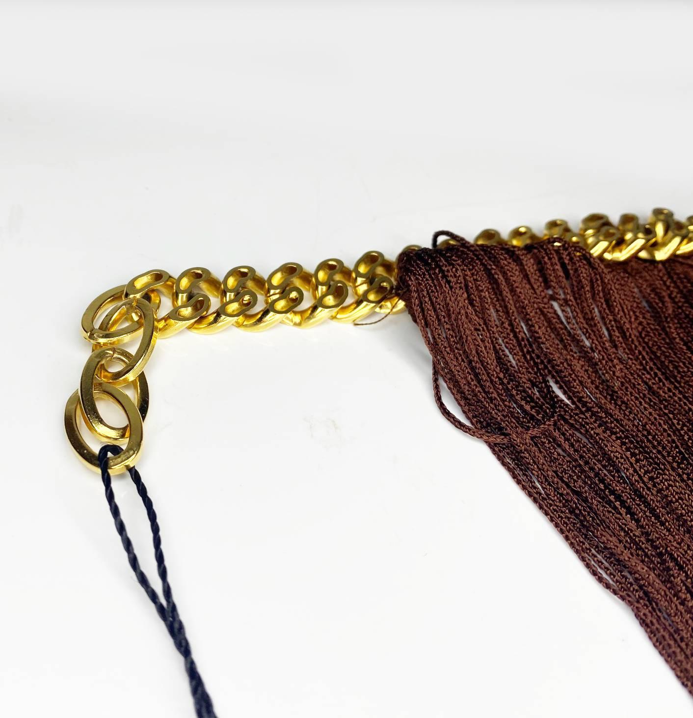 Missoni Brown Fringe Gold Metal Choker Necklace
