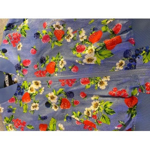 Moschino Fruit Print Blue Bomber Jacket