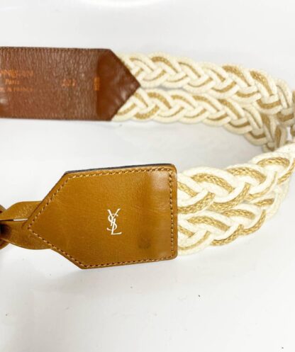 1980s YSL Yves Saint Laurent Cord Tan Leather Tasseled Tie Belt - Image 6