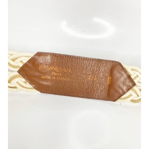 1980s YSL Yves Saint Laurent Cord Tan Leather Tasseled Tie Belt