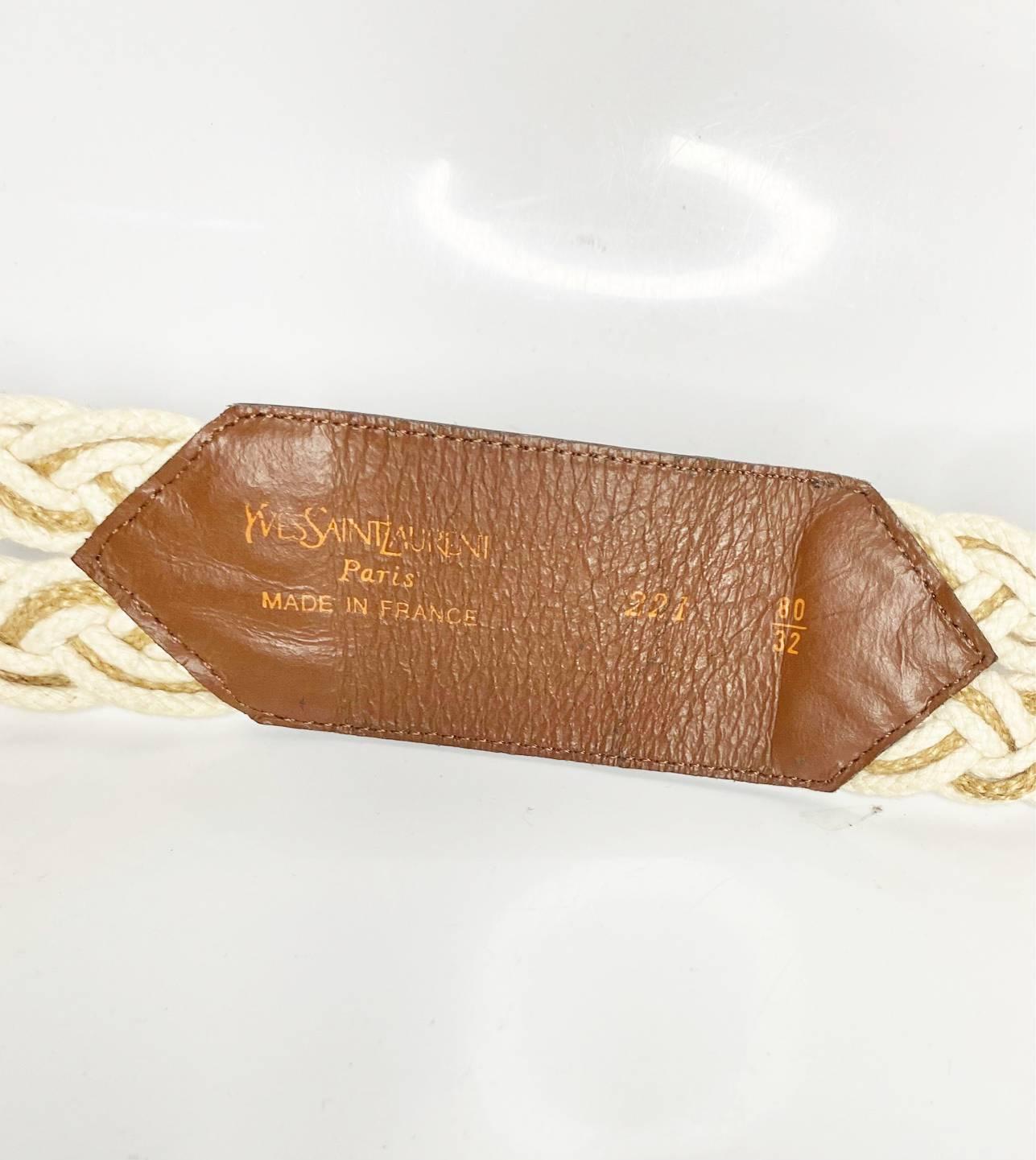 1980s YSL Yves Saint Laurent Cord Tan Leather Tasseled Tie Belt
