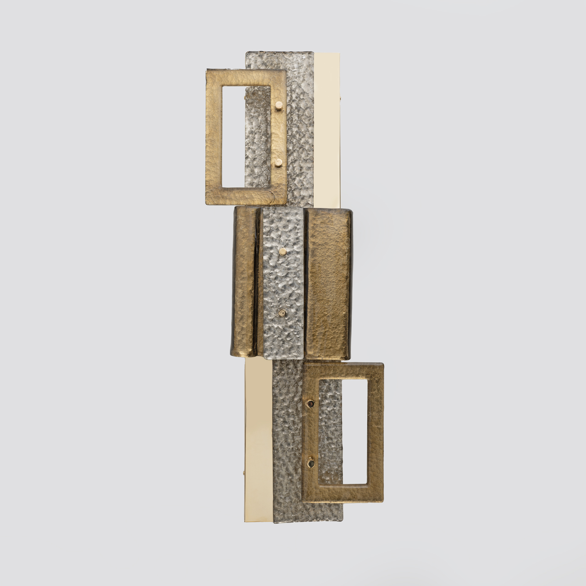 Modern Geometric Murano Glass and Brass Wall Lamp