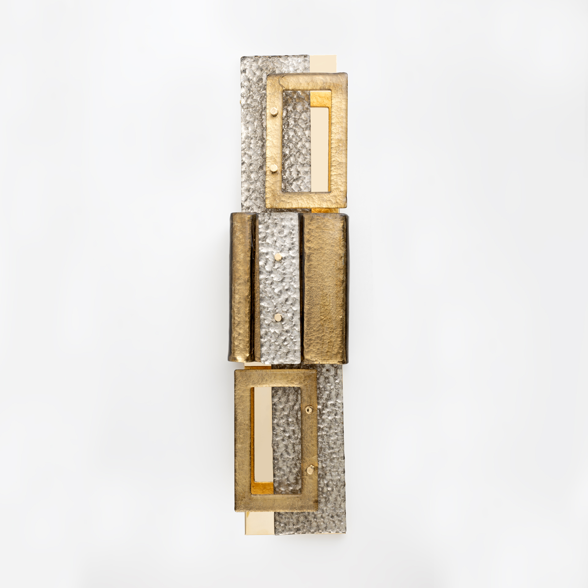Modern Geometric Murano Glass and Brass Wall Lamp