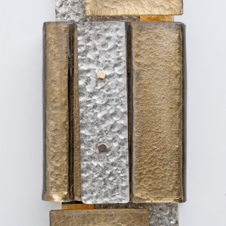 Modern Geometric Murano Glass and Brass Wall Lamp - Image 5