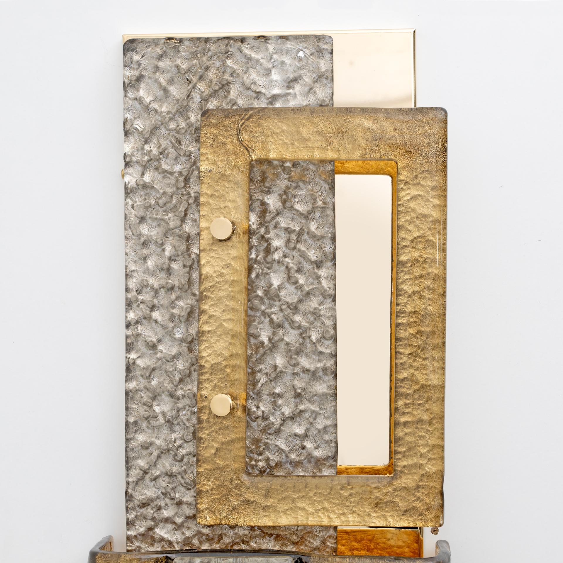 Modern Geometric Murano Glass and Brass Wall Lamp