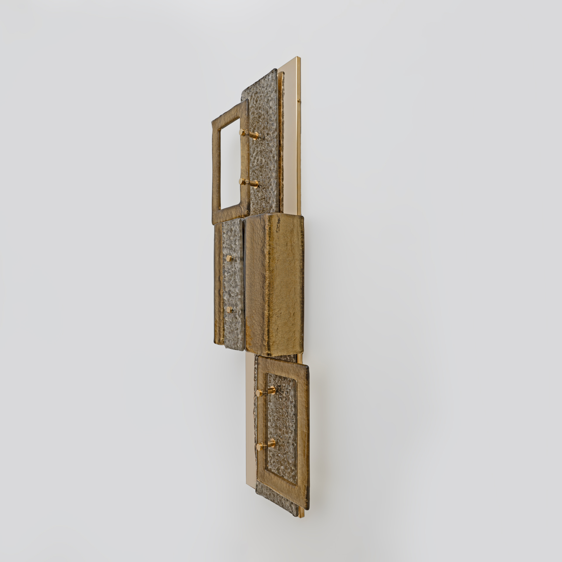 Modern Geometric Murano Glass and Brass Wall Lamp