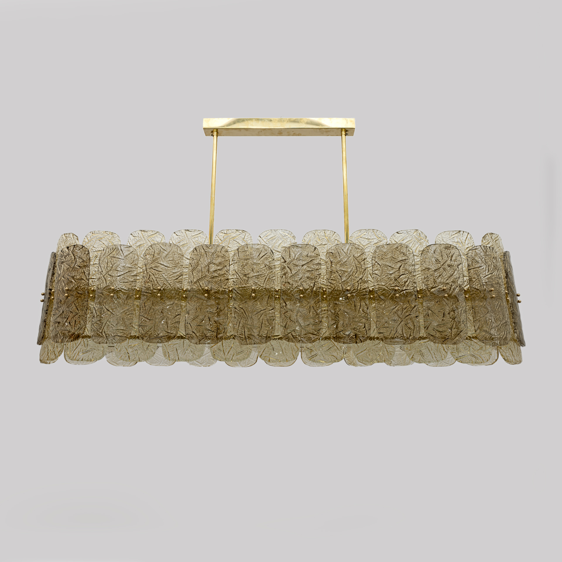Mid-century Modern Stiyle Italian Brass and Murano Glass Chandelier