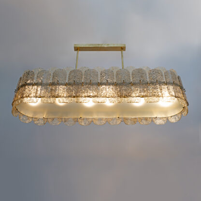 Mid-century Modern Stiyle Italian Brass and Murano Glass Chandelier - Image 4