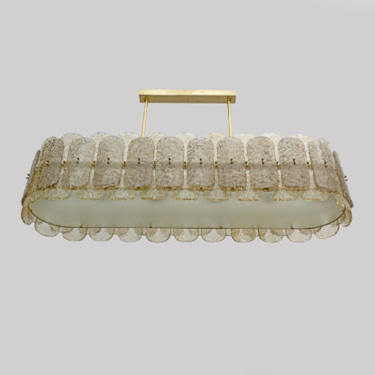 Mid-century Modern Stiyle Italian Brass and Murano Glass Chandelier - Image 5