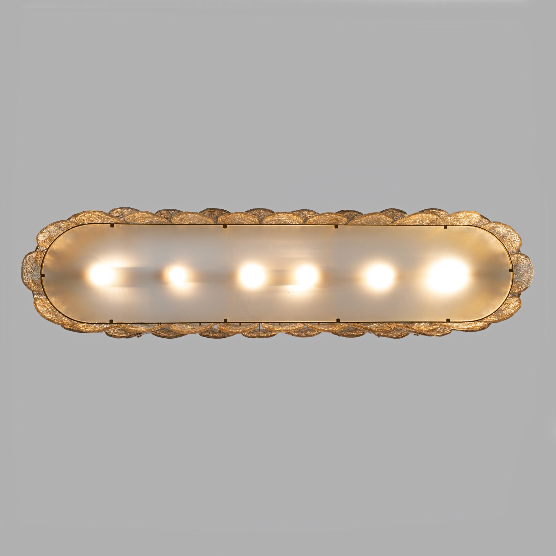 Mid-century Modern Stiyle Italian Brass and Murano Glass Chandelier