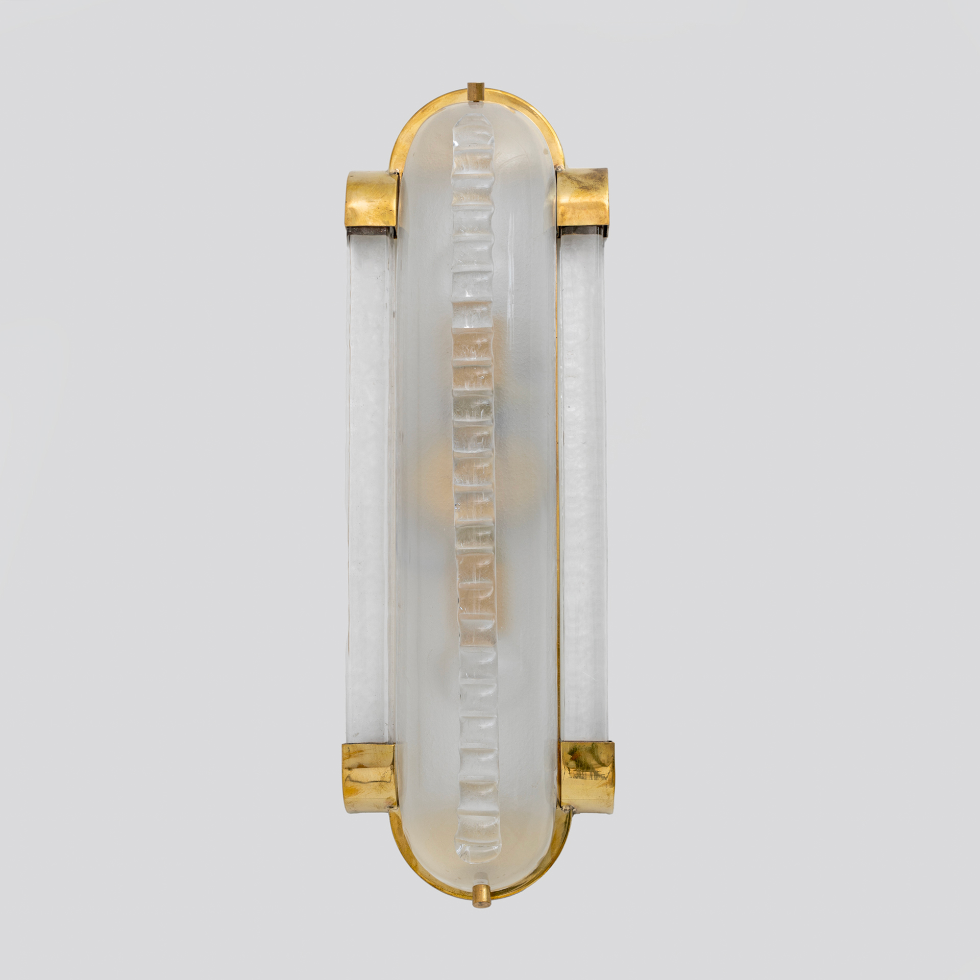 Pair of Art Dèco Style Brass and Frosted Murano Glass Sconces
