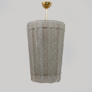 Barovier & Toso Art Dèco Style Brass Murano Glass Lantern Chandelier